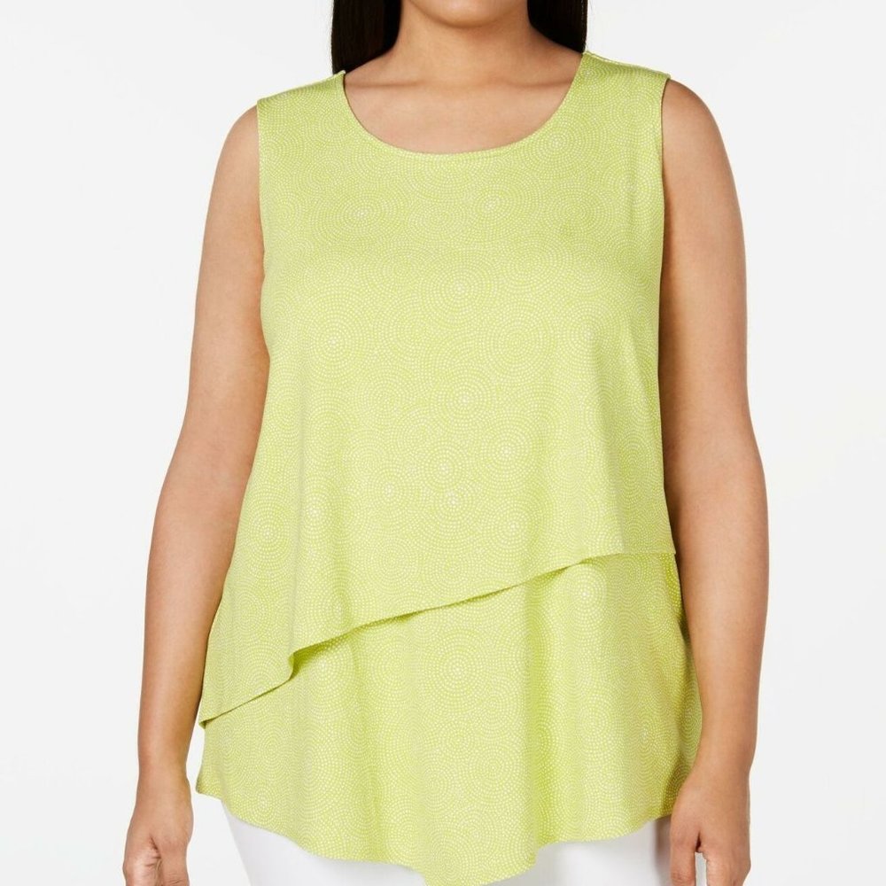 ALFANI PLUS SIZE PRINTED ASYMMETRICAL GREEN MAYAN